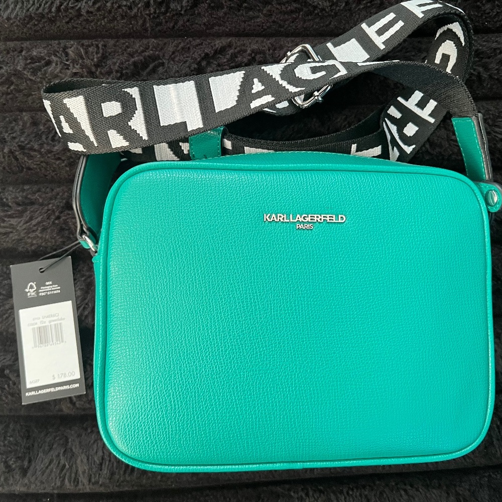 Karl Lagerfeld aqua camera bag